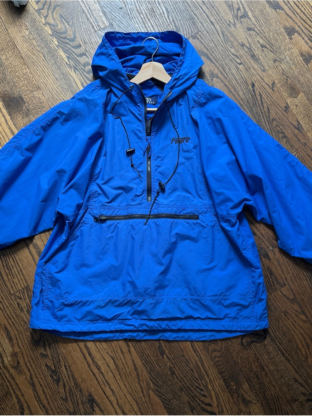 VTG 80s 90s Vantage Windbreaker Jacket Mens L 1/2 Zip Hooded Blue Gorpcore Baggy